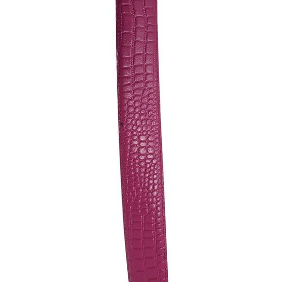 Vintage 80\'s Genuine Leather Belt L Fuchsia Hot‎ Pink Croc Embossed Barbiecore main image 5
